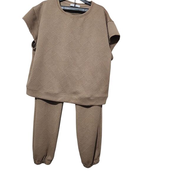 See and be Seen Women Top And Pants Size Large Light Brown Elastic Waist Pockets - Picture 7 of 15